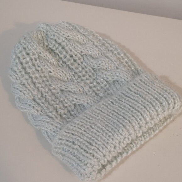 Handknitted Hat Toque Beanie Pale Mint Green Twist - Picture 2 of 3